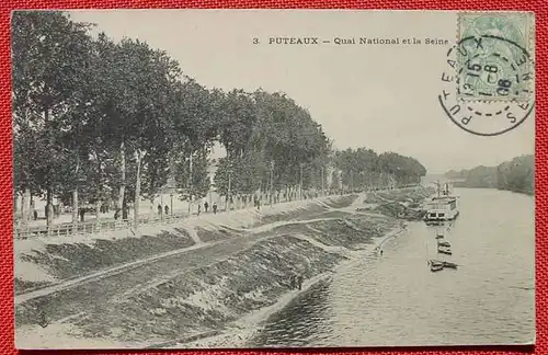 (1044394) Puteaux. Quai National et la Seine. Postkarte von 1906