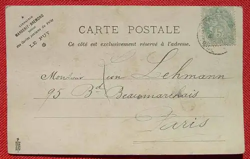 () Le Puy. Librairie Margerit Bremond. Postkarte, um 1908 ?