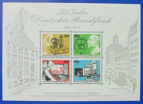 (1039621) Berlin. Block 4 : Deutscher Rundfunk 1923-1973. Mi. 455-458. Postfrisch