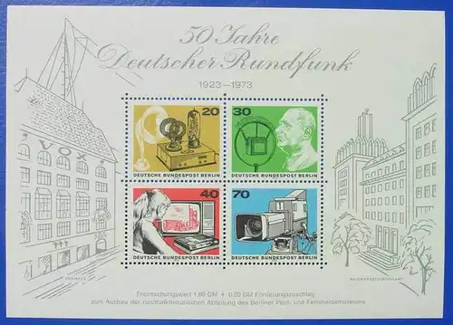 (1039623) Berlin. Block 4 : Deutscher Rundfunk 1923-1973. Mi. 455-458. Postfrisch