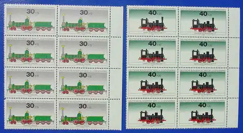 (1039624) Achterblocks. Jugendmarken Berlin 1975. Mi. 488-491. Eisenbahn. Postfrisch