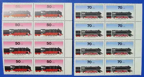 () Achterblocks. Jugendmarken Berlin 1975. Mi. 488-491. Eisenbahn. Postfrisch