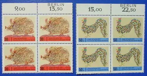 (1039628) Viererblock. Jugendmarken Berlin 1971. Mi. 386-389. Postfrisch