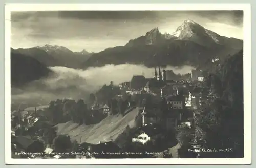 () Ansichtskarte. Foto-Postkarte v. Berchtesgaden. Werbestempel : Skimeisterschaft 1934