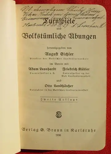(0270068) "Turnspiele und volkstuemliche Uebungen". Badische Landesturnanstalt. Karlsruhe 1925