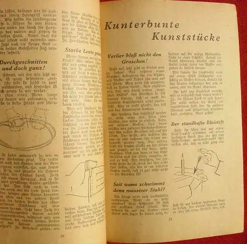 (0270078) "Spiele - Kunststuecke - Aufgaben". 64 S., Deutscher Verlag Berlin. Vermutlich fuer Soldaten im 2. Weltkrieg ?
