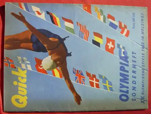 () "Quick" Olympia-Sonderheft. XV. Olympische Spiele 1952 in Helsinki. 76 Seiten. Grossformat # Olympiade