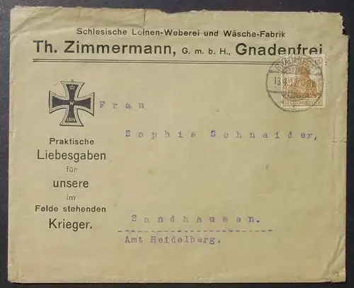 (2001197) Brief mit Abbildung eines Eisernen Kreuzes von 1917