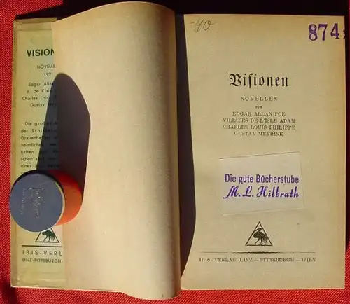 (0100495) Edgar Allan Poe, u.a. "Visionen. Novellen". Ibis-Verlag, Linz 1947