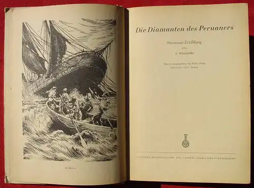 (0100627) Woerishoeffer "Die Diamanten des Peruaners". Abenteuer. 1951 Deutsche Buchvertriebsges. Duesseldorf