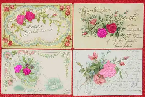 () 4 x AK Blumen, ab 1900. 4 huebsche Ansichtskarten ab 1900