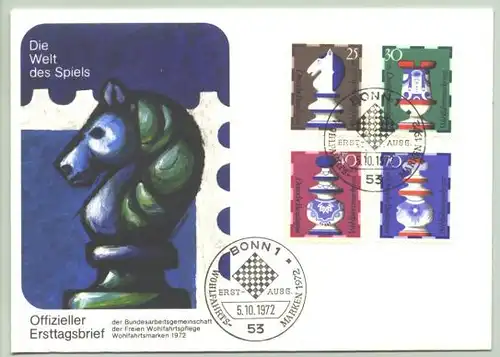 Schach-Motive auf Briefmarken FDC 1972 ()