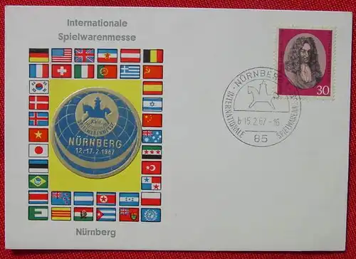 (2001930) Unbeschriebene Sonderpostkarte. Internationale Spielwarenmesse Nuernberg 1967