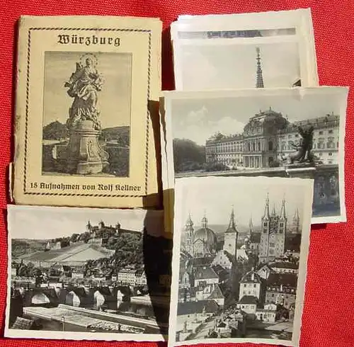 () 'Wuerzburg. Kleine Mappe mit 15 Foto-Aufnahmen von Rolf Kellner. Gebrauchsspuren. Vermutlich 1930er Jahre ?