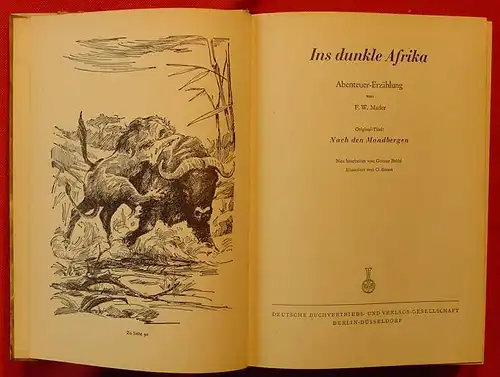 (0101046) Mader "Ins dunkle Afrika" Abenteuer-Erzaehlung. Berlin-Duesseldorf 1955. Jugendbuch