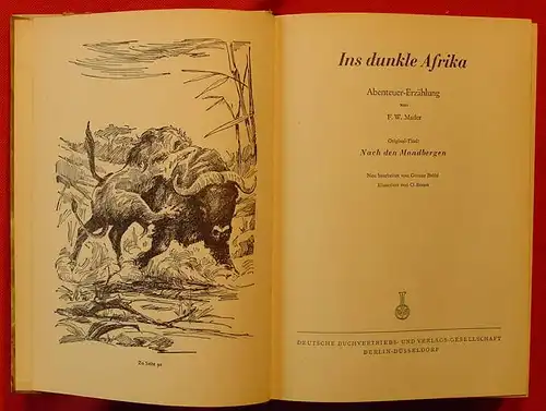 () Mader "Ins dunkle Afrika" Abenteuer-Erzaehlung. Berlin-Duesseldorf 1955. Jugendbuch