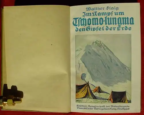 (1005067) Flaig "Im Kampf um 'Tschomo-lungma' den Gipfel der Erde". Franckh, Stuttg 1923. Kosmos-Band. nlvkosmos