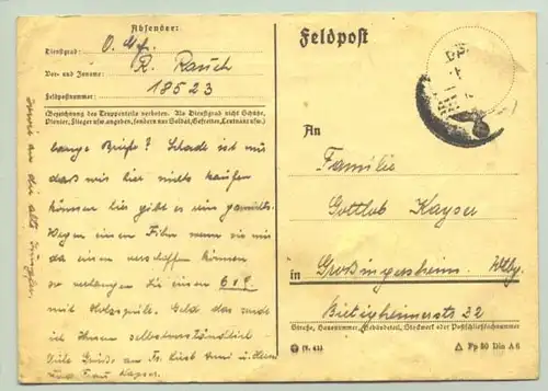 (1009851) Original Feldpostkarte. Aufdruck gegen den Bolschewismus. 1941