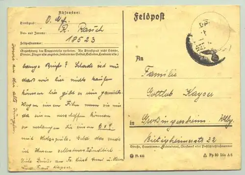 () Original Feldpostkarte. Aufdruck gegen den Bolschewismus. 1941