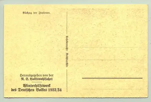 () Postkarte WHW, Volkswohlfahrt, 'Rueckzug der Italiener' 1933-34