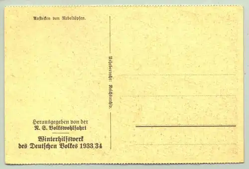 () Postkarte WHW, Volkswohlfahrt, 'Anstecken von Nebeltoepfen' 1933-34