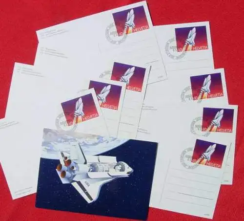 Neu : Versandkosten ab Euro 2,20 () Alle 9 Ganzsachen "LURABA 1981 Luzern" mit Ersttagsstempel vom 9.3.1981 sind TOP erhalten. Absolut ungebraucht. PTT Bildpostkarte : Space Shuttle / Spacelab.