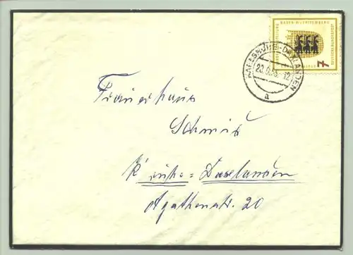 () Briefumschlag mit einer 7 Pfennig Sondermarke und Stempel von 1955