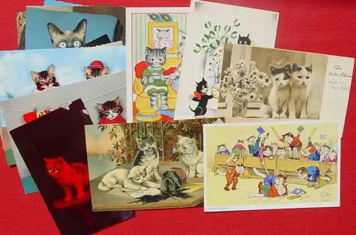 (1016506) Hübsche, kleine Partie von Ansichtskarten mit Katzenmotiven (modern + alt)