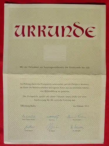 (1017645) Original-Urkunde der Zeitschrift "Meine BUNTE Illustrierte" von 1958