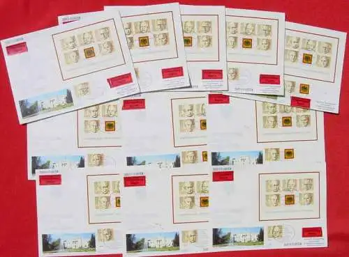() Philatelie. 17 x Briefkuverts mit Blöcken Bund um 1970-80. Interessante Partie mit postalisch echt gelaufenen Briefen/ Kuverts. Zum Teil mit "Einschreiben" und "Eilzustellung".
