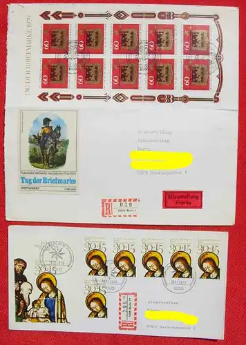 (1030584)  17 x Kuverts mit Bloecken Bund um 1970-80. Interessante kleine Partie