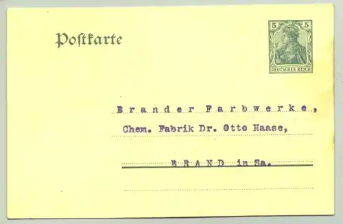 (1025186) Ganzsache / Postkarte mit eingedruckter 5-Pf.-Germania-Briefmarke, um 1914 ?