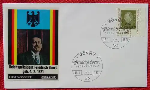 (2001928) Ersttagsbrief "Reichspraesident Friedrich Ebert geb. 4. 2. 1871" FDC
