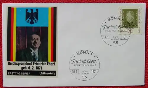 (2001929) Ersttagsbrief "Reichspraesident Friedrich Ebert geb. 4. 2. 1871". FDC