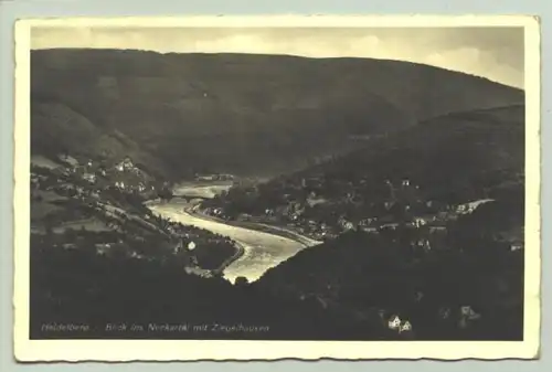 () Alte Foto-Ansichtskarte "Heidelberg / Blick ins Neckartal mit Ziegelhausen" 1930-er Jahre - oder jünger ?