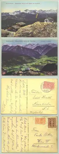 [Ansichtskarte] () 2 hübsche, alte Ansichtskarten. Motive : Dachsteingebiet Simonyhütte / Guttenberghaus. Beschrieben u. postalisch gelaufen 1923. 