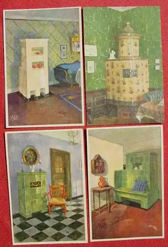 [Werbepostkarte] Neu + gültig : Versandkosten ab Euro 2,00 / egal was woanders steht. Angebot : 8 x herrliche Kunstkarten aus dem Heinsteinwerk Heidelberg, HWH, Kachelofen-Serie. 8 Künstlerkarten mit rückseitigen Modell-Nr. Angaben. Die unbenutzten...