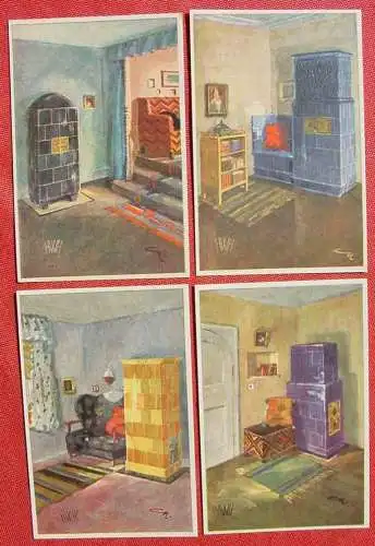 [Werbepostkarte] Neu + gültig : Versandkosten ab Euro 2,00 / egal was woanders steht. Angebot : 8 x herrliche Kunstkarten aus dem Heinsteinwerk Heidelberg, HWH, Kachelofen-Serie. 8 Künstlerkarten mit rückseitigen Modell-Nr. Angaben. Die unbenutzten...