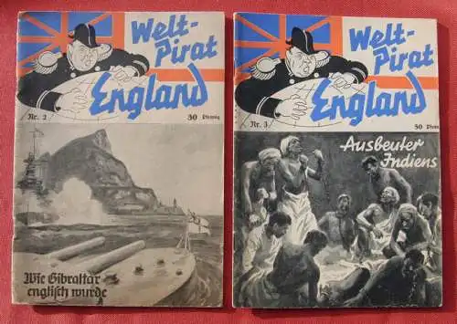 Versandkosten NEU : ab 7,00 Euro. Bitte VOR einer Kaufabgabe Verkaufsbedingungen lesen und akzeptieren. 11 verschiedene Hefte „Weltpirat England“. Otto Uhlmann-Verlag, Berlin, 1939-1942, je 40 bis 48 Seiten, Format ca. 15 x 20 cm, 3o-Pf.-Hefte....