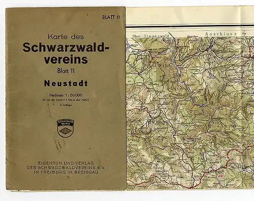 Landkarte Baden Schwarzwald Neustadt Bonndorf Löffingen um 1938