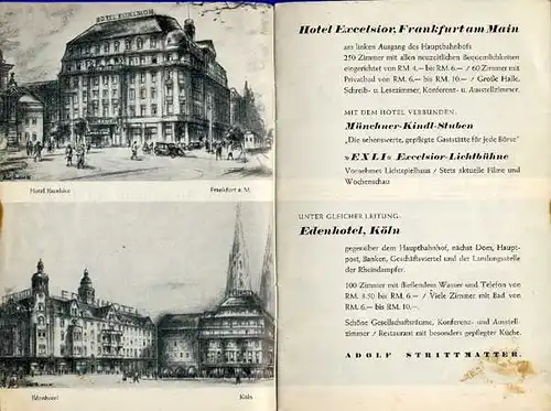 Frankfurt Bahnhosviertel Bier Kneipe Lokal Münchner Kindlstuben Werbeheft 1937