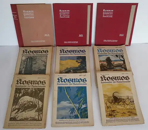 19 Kosmos Hefte für Naturfreunde Zeitschrift mit Einband Mappen 1924/26