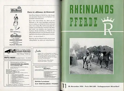 Rheinland Pferde Turnier Reitsport Zeitschrift Jahrgang 1954 gebunden