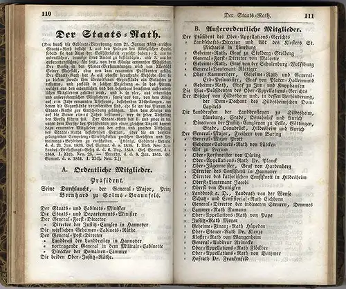Königreich Hannover Adel Militär Verwaltung Ämter Güter Post Handbuch 1844