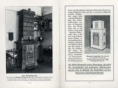 Bayern Nürnberg Reissmann Wohnzimmer Kachelofen Katalog Reklame von 1912