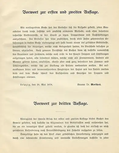 Deutschland Bau Handwerk Zimmermann Treppenbau Konstruktion Tafelband 1904