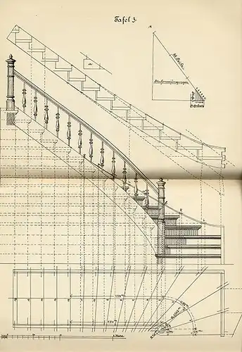 Deutschland Bau Handwerk Zimmermann Treppenbau Konstruktion Tafelband 1904