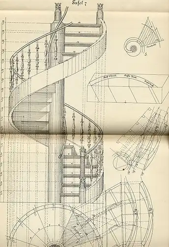 Deutschland Bau Handwerk Zimmermann Treppenbau Konstruktion Tafelband 1904