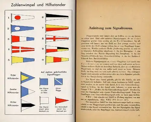 Seefahrt Segeln Flaggen Alphabet Signalwesen Funk Winkerzeichen Handbuch 1941