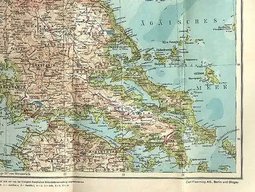 Alte Landkarte Weltkrieg Serbien Bosnien Albanien Mazedonien Mittelmeer 1916